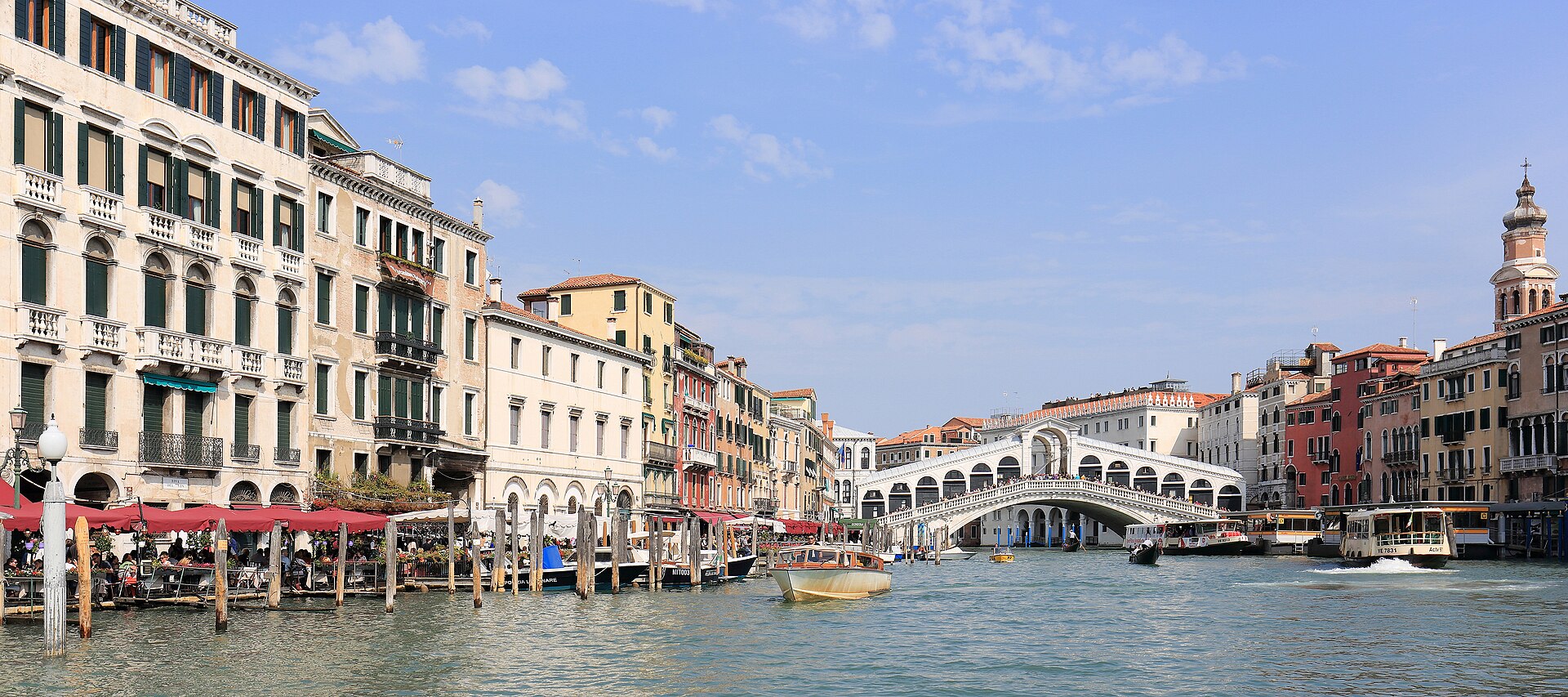 Grand Canal and Rialto Bridge panorama in Venice