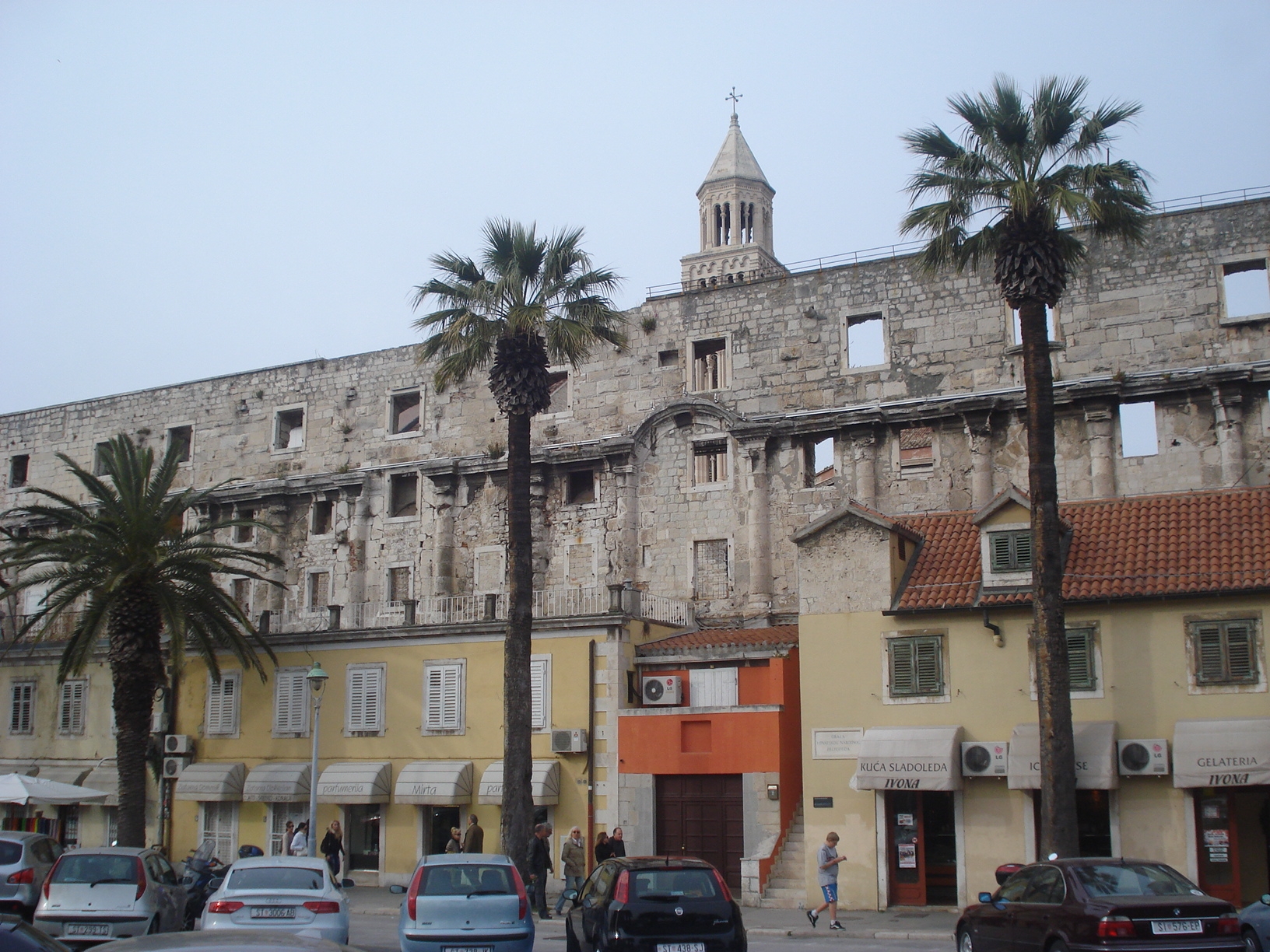 South facade of Diocletian's Palace facing the Riva waterfront in Split