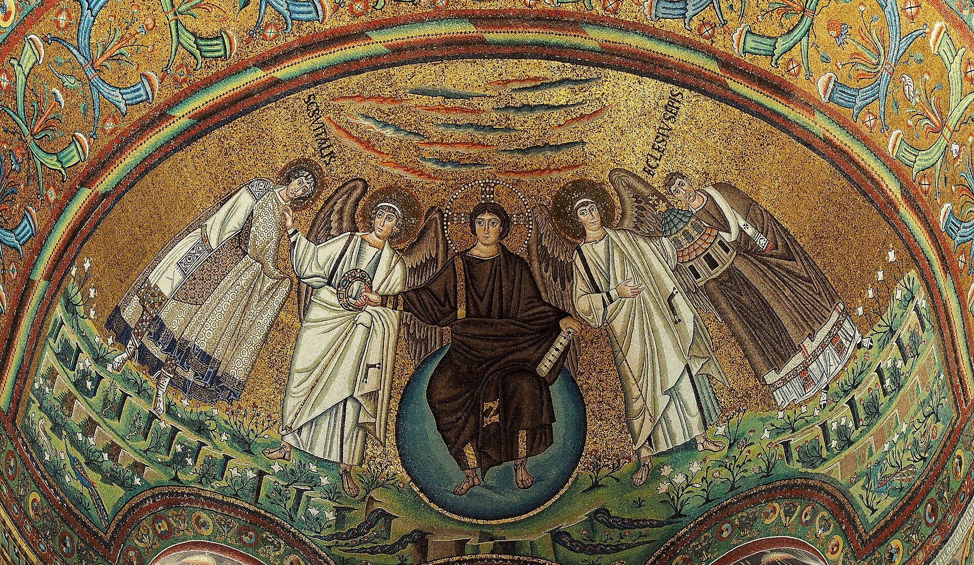 Sixth-century apse mosaic inside the Basilica of San Vitale in Ravenna