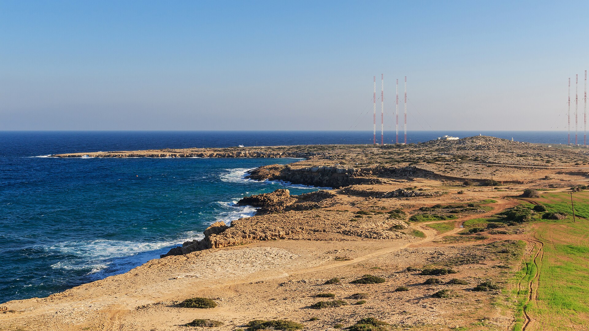 Rocky Cape Greco coastline and blue Mediterranean water near Ayia Napa, Cyprus
