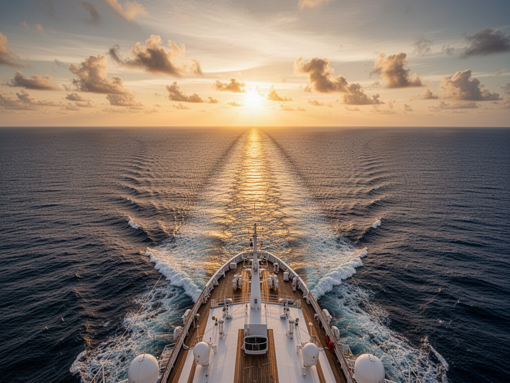A wide ocean view representing World Journeys
