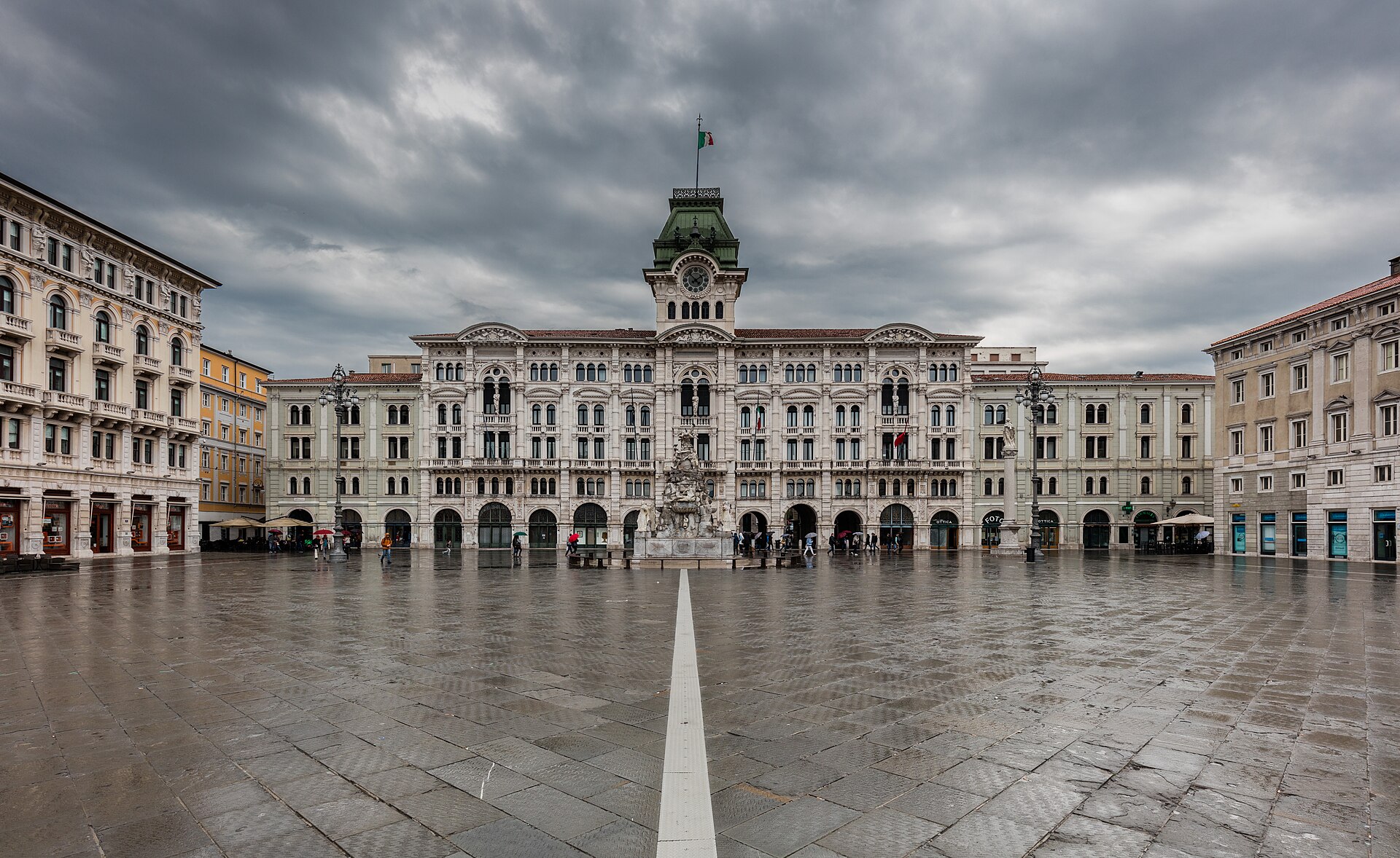 Trieste Town Hall and the Fountain of the Four Continents in Piazza Unità d'Italia