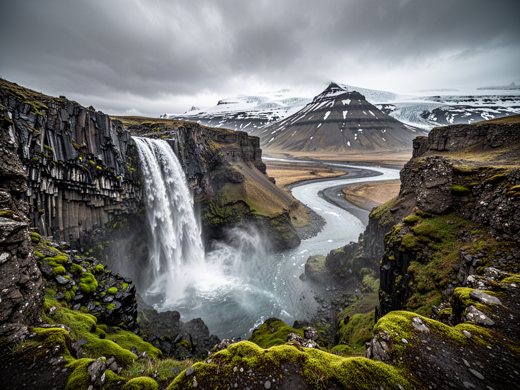 Icebergs and rugged coast representing Iceland and the Arctic