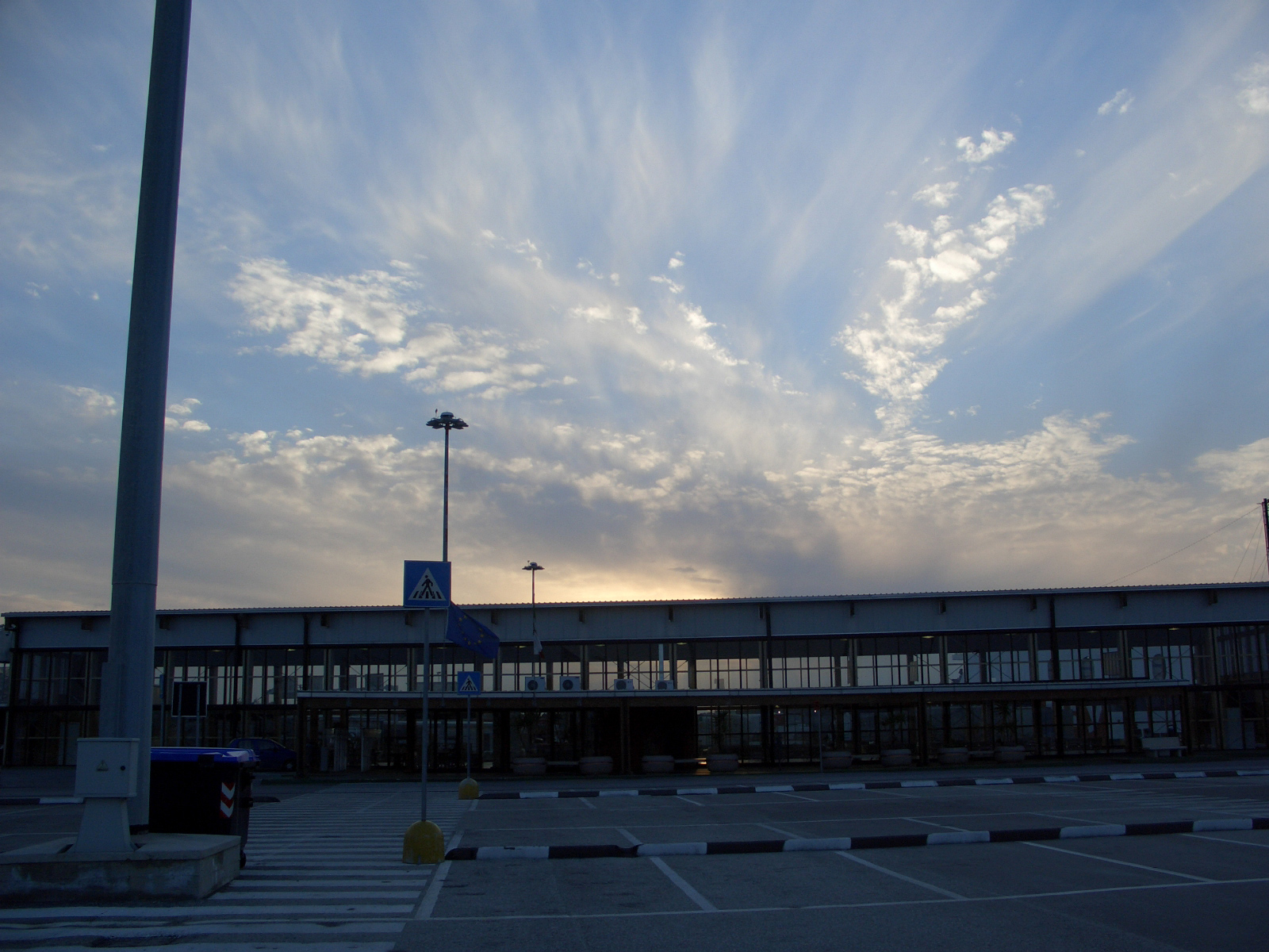 Passenger terminal building beside the harbor at Brindisi, Italy